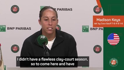 Keys 'proud' of Roland-Garros performance despite quarter-final defeat