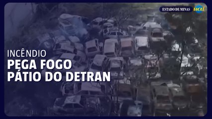 Bombeiros retornam após incêndio no pátio do Detran em BH