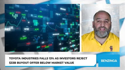Toyota Industries Falls 13% As Investors Reject $33B Buyout Offer Below Market Value