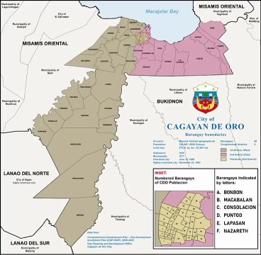 Map of Cagayan de Oro City. Peta Kota Cagayan de Oro. Cagayan de Oro City Map. Map of City of Cagayan de Oro. City of Cagayan de Oro Map. Mapa ng Lungsod ng Cagayan de Oro. Mapa ng Cagayan de Oro. Carte de la ville de Cagayan de Oro. カガヤンデオロの地図. 卡加延德奥罗地图