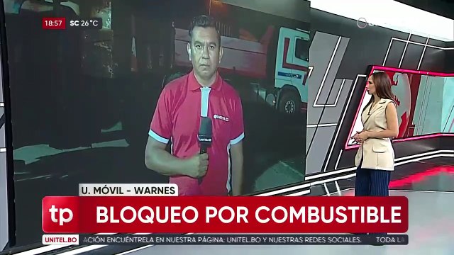 Transportistas instalan bloqueo en Warnes exigiendo el abastecimiento de combustibles