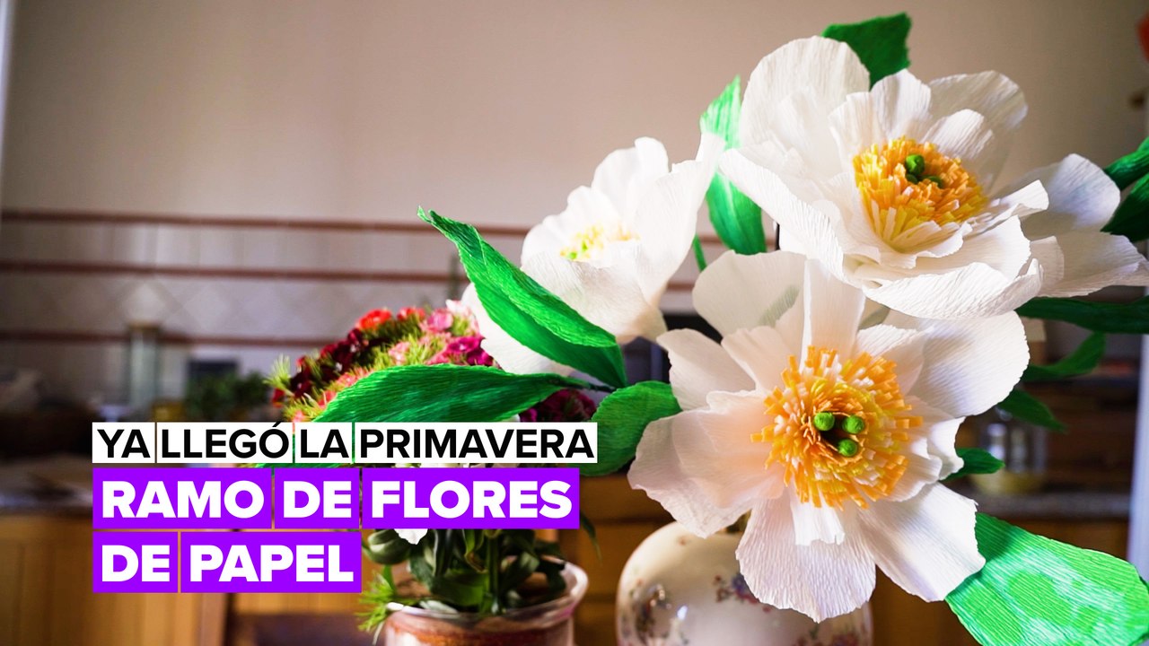 Ya llegó la primavera: ramo de flores de papel