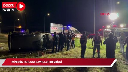 Minibüs tarlaya savrulup, devrildi: 1 ölü, 1 yaralı