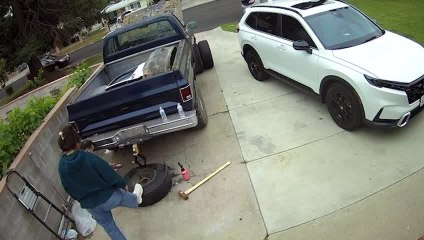 Tailgate Drops on Man's Head While Working on Pickup Truck