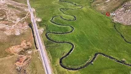 Bitlis'ten muhteşem manzaralar! Yeşil örtü arasındaki menderesler havadan görüntülendi