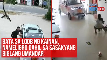 Bata sa loob ng kainan, nameligro dahil sa sasakyang biglang umandar | GMA Integrated Newsfeed