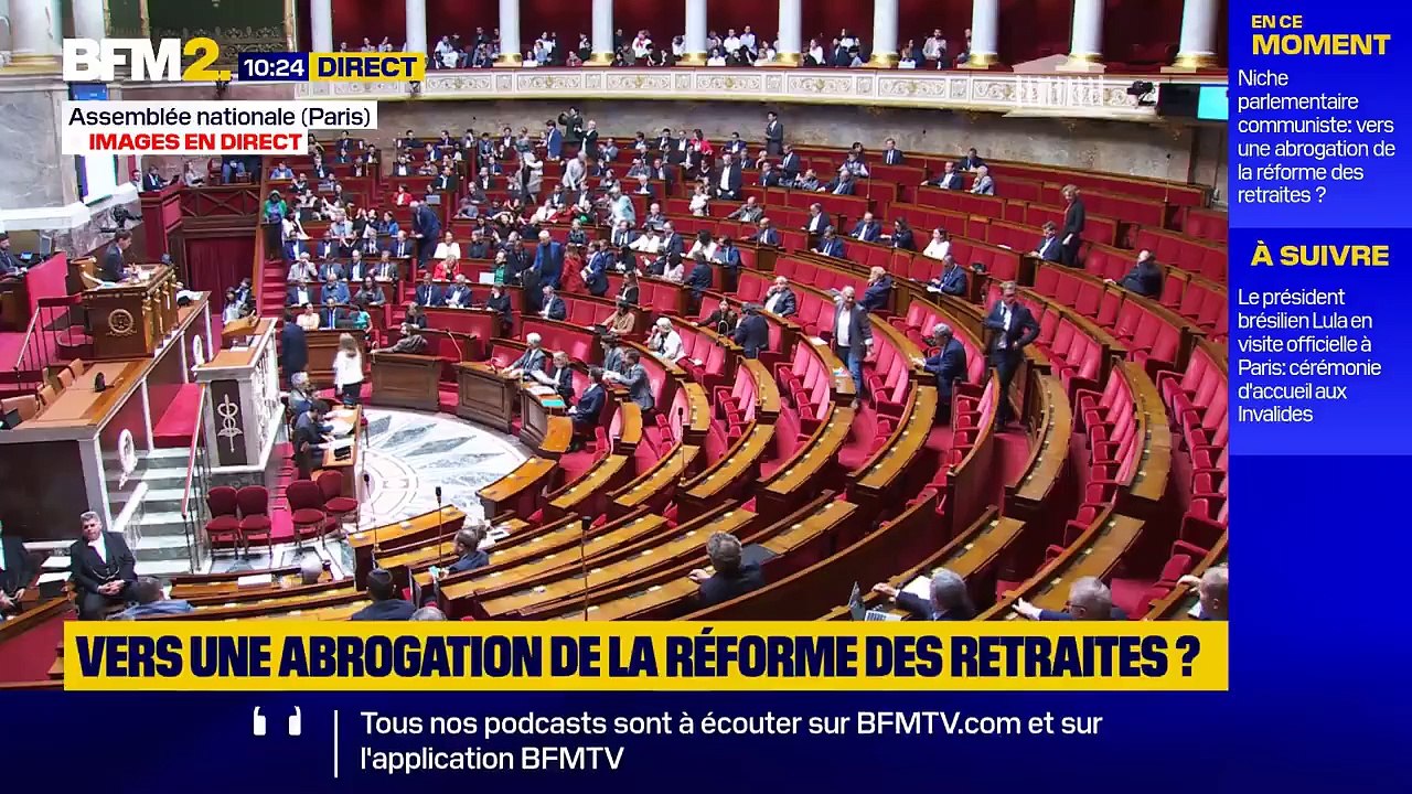 Retraites : L'Assemblée nationale adopte un texte à la portée symbolique demandant l'abrogation de la réforme - VIDEO