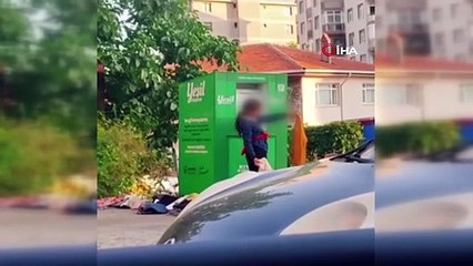 Bursa'da Canlarını hiçe sayarak giysi kumbarasından kıyafet çaldılar