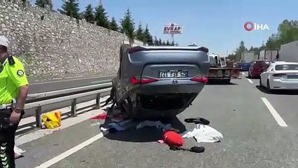 Tırın dorsesine çarpan otomobil takla attı: 5 yaralı