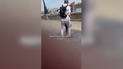 Video shows ‘evil’ Apple Pay prank terrifying  Londoners before undercover police swoop in