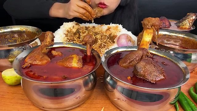 SPICY MUTTON CURRY,SPICY CHICKEN CURRY,SPICY EGG CURRY,SPICY LIVER CURRY,FISH CURRY *ASMR EATING