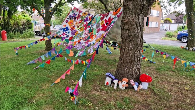 See spectacular summer camping display made in wool by East Preston Yarnbombers