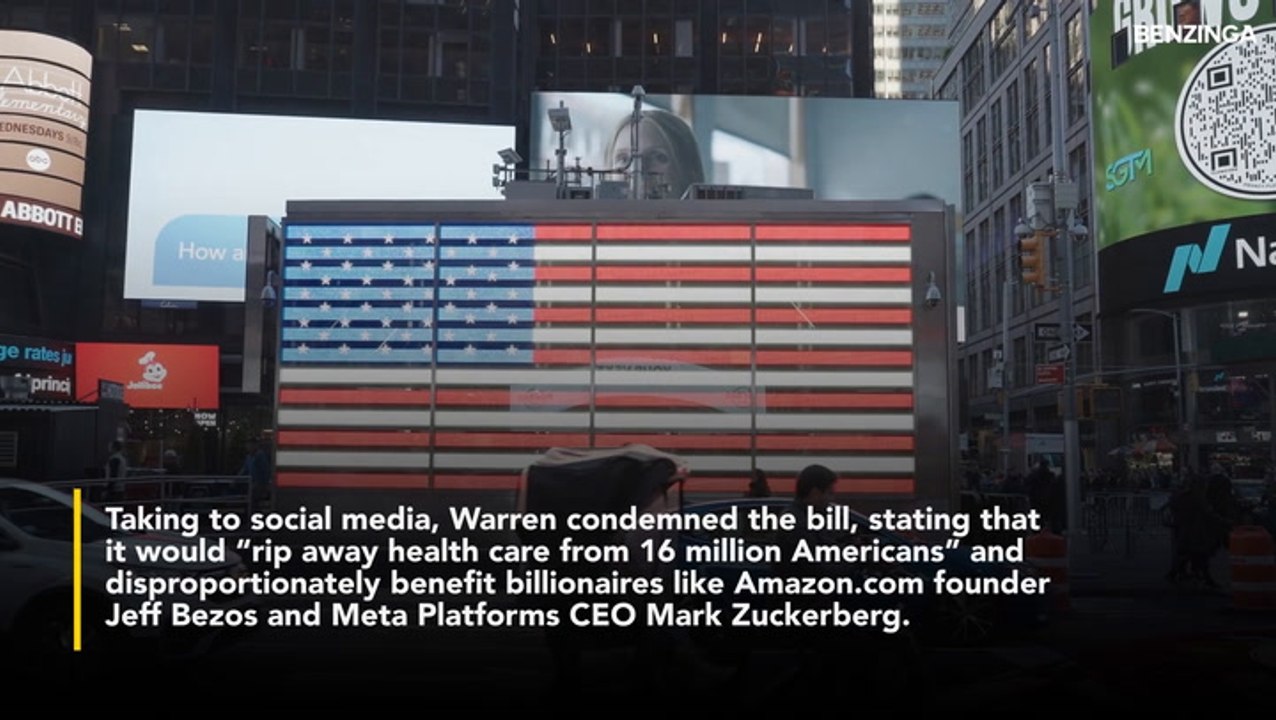 Elizabeth Warren Says Trump's 'Big Beautiful Bill' Will 'Rip Away' Health Coverage From 16 Million Americans, Just So Jeff Bezos Can Buy A Third Yacht