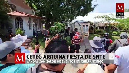 CETEG irrumpe fiesta de la SNTE y vandaliza salón de eventos en Chilpancingo