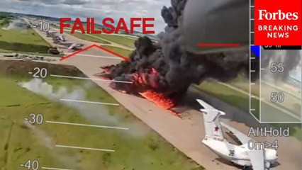 Russian Planes Seen Engulfed In Flames During Footage Of Ukraine's Drone Attack On Belaya Air Base
