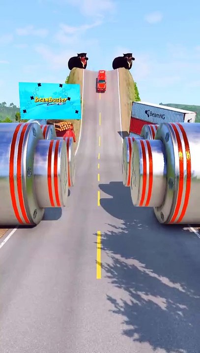 Colored Cars & Long Truck vs Crushers - BeamNG.Drive
