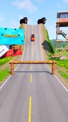 Colored Cars & Cement Trucks vs Logs - BeamNG.Drive