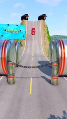 Colored Cars & Cement Truck vs Chain Trap - BeamNG.Drive