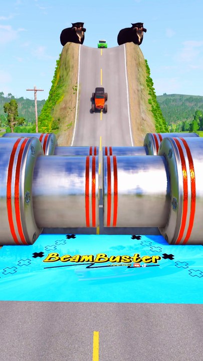 Colored Cars & School Bus vs Weird Crushers - BeamNG.Drive