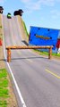 Colored Cars & Cement Truck vs Log Fence - BeamNG.Drive
