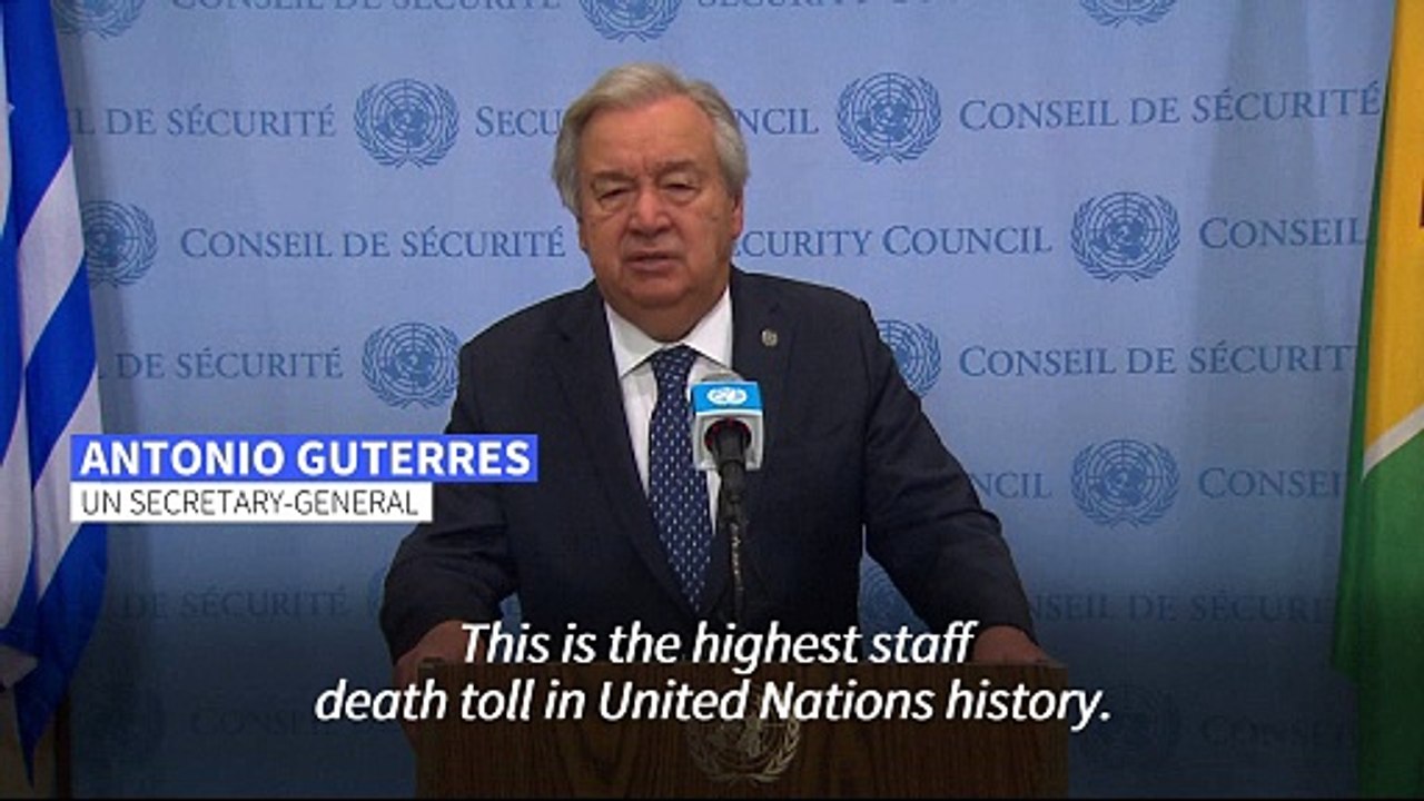 'Highest staff death toll in UN history' says chief on Gaza staff deaths in 2024