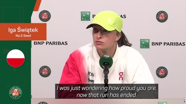 Swiatek 'proud' to be so successful at Roland Garros despite defeat