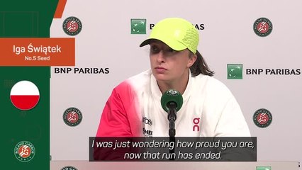 Swiatek 'proud' to be so successful at Roland Garros despite defeat
