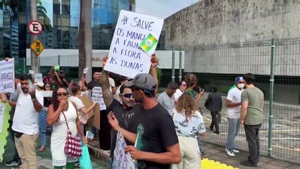Protesto em frente a Assembleia Legislativa do Ceará contra a construção da CE-025 em Aquiraz