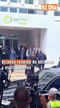 Luis Abinader y expresidentes Danilo Medina, Leonel Fernández e Hipólito Mejía en reunión del CES