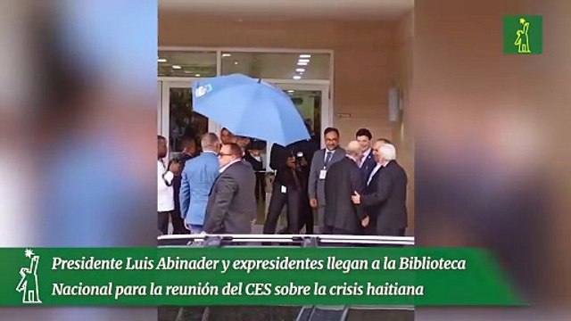 Presidente Luis Abinader y expresidentes llegan a la Biblioteca Nacional para la reunión del CES sobre la crisis haitiana