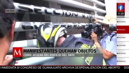 Maestros de la CETEG incendian edificio de la SNTE en el Centro de CdMx
