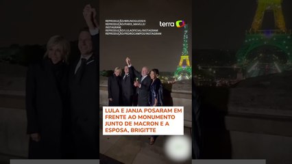 Torre Eiffel é iluminada de verde e amarelo durante visita de Lula a Paris #shorts