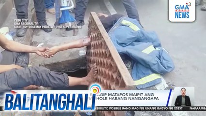 15-anyos na lalaki, sinagip matapos maipit ang braso sa takip ng manhole habang nangangapa ng barya | Balitanghali