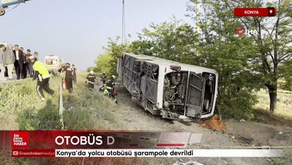 Konya’da yolcu otobüsü devrildi