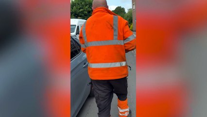 WATCH: Heartwarming moment Derbyshire road worker rescues baby duckling from a drain