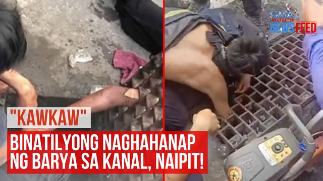 Kawkaw Binatilyong naghahanap ng barya sa kanal, naipit! | GMA Integrated Newsfeed