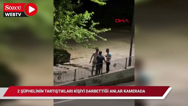 Bakırköy'de 2 şüphelinin tartıştıkları kişiyi darbettiği anlar kamerada