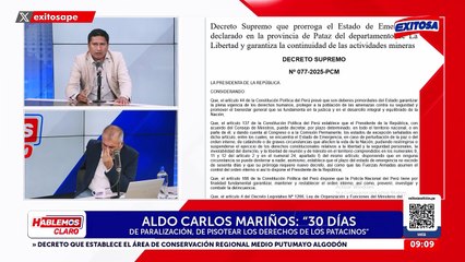 Estado de emergencia en Pataz: "30 días de pisotear los derechos de todos los patacinos", cuestiona alcalde Mariños