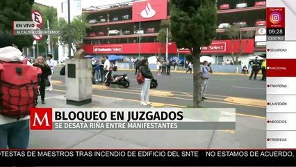 Riña entre manifestantes por bloqueo frente a tribunales del Poder Judicial en la CdMx