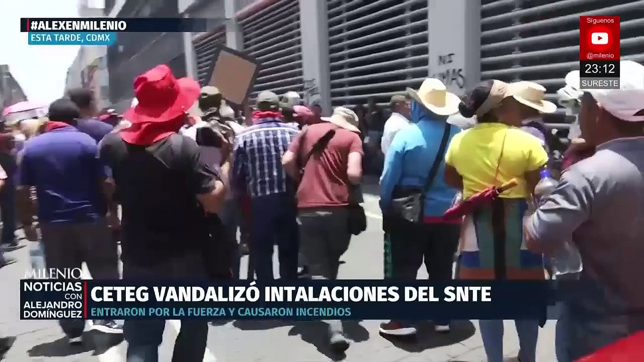 Integrantes de la CNTE de Guerrero vandalizan instalaciones del SNTE en la Ciudad de México