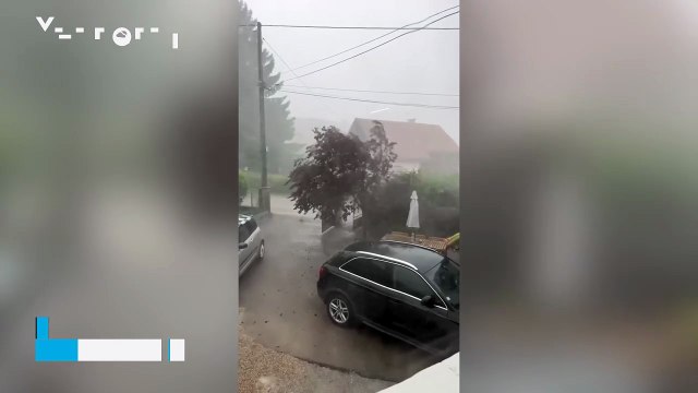 A downburst brings extreme winds to Saint-Laurent-en-Grandvaux, France! The storms also caused very heavy rainfall