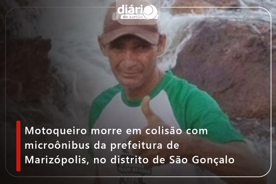 Motoqueiro morre em colisão com microônibus da prefeitura de Marizópolis, no distrito de São Gonçalo