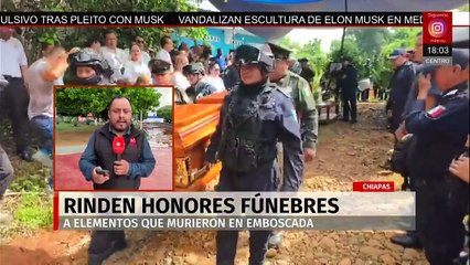 Rinden honores fúnebres a policías fallecidos en emboscada en Chiapas
