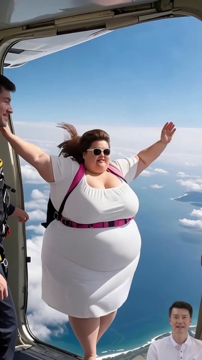Wow! 700 - pound Plus - size Woman Challenges Skydiving, Full Visual Thrill! #extremesports