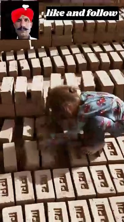 "چھوٹی عمر، بڑی ذمہ داری | Little Girl Working Hard with Bricks"