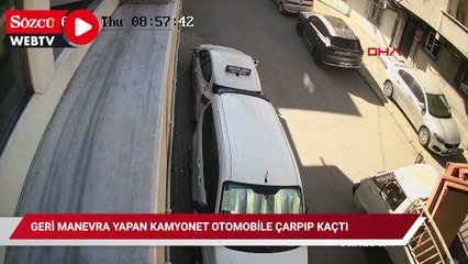 Avcılar'da geri manevra yapan kamyonet otomobile çarpıp kaçtı