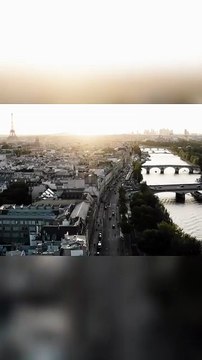 Paris at Sunset- Seine River & Eiffel Tower (Drone View)