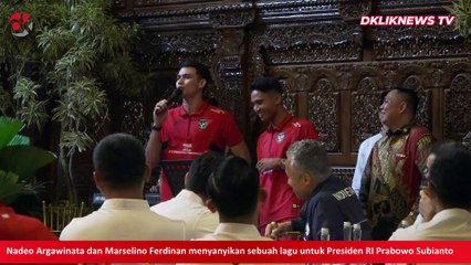 Momen Nadeo Argawinata dan Marselino Ferdinan menyanyikan lagu untuk Presiden Prabowo Subianto