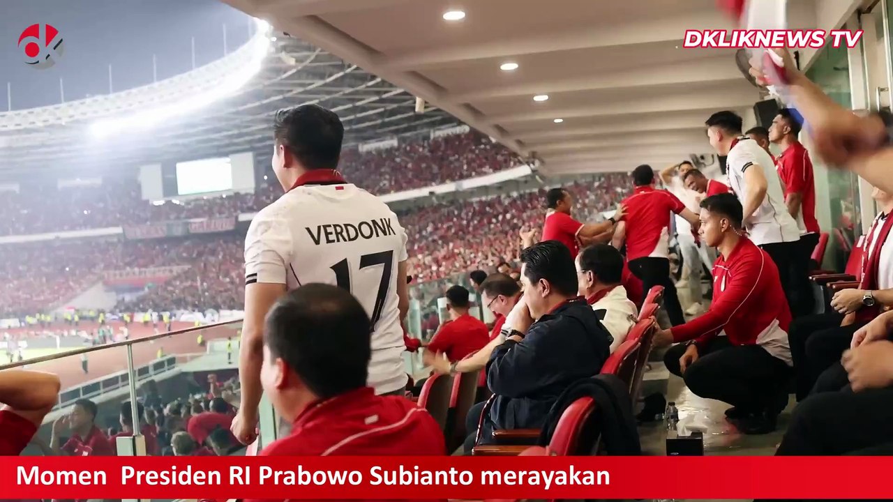 Prabowo Rayakan Momen Timnas Bungkam China 1-0 di GBK