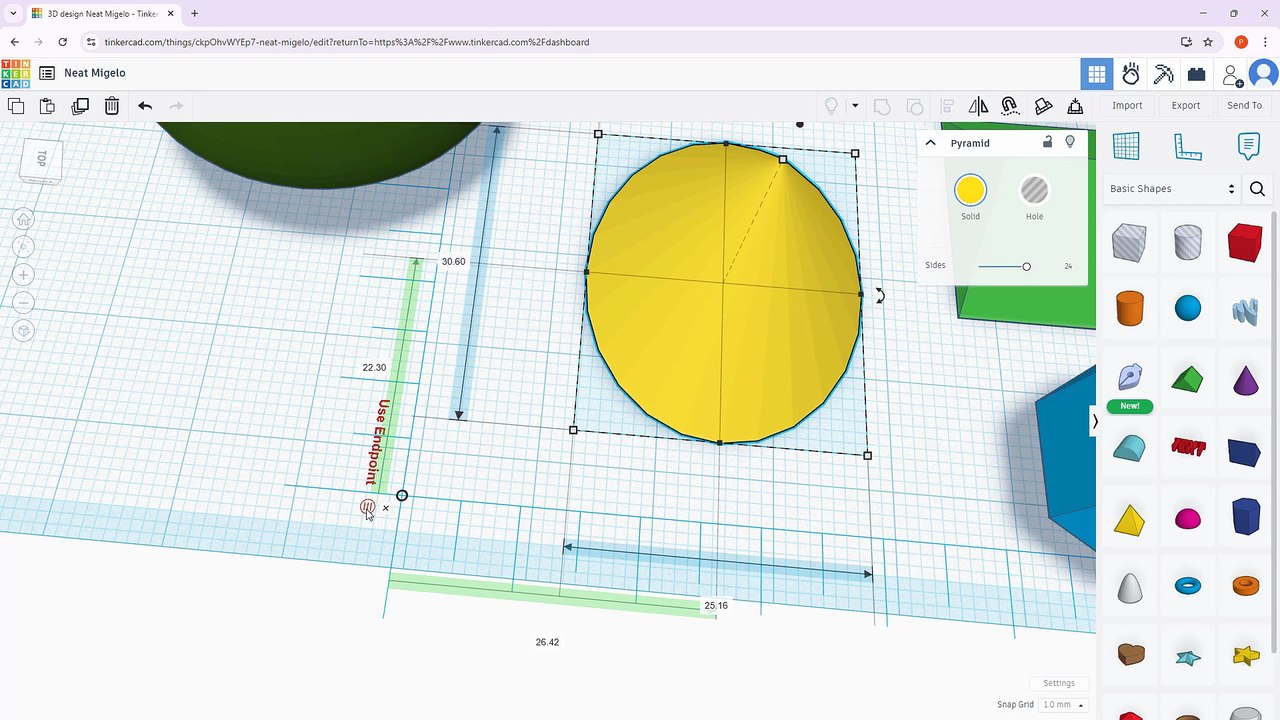 Tinkercad 18 Ruler Endpoint and Midpoint Mode